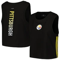 Women's Pro Standard  Black Pittsburgh Steelers Ombre Wordmark Classic Cropped Tank Top