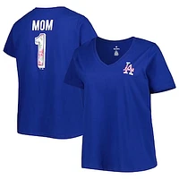 Women's Royal Los Angeles Dodgers Mother's Day Plus Best Mom Ever V-Neck T-Shirt