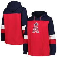 Women's Red Los Angeles Angels Plus Colorblock Pullover Hoodie