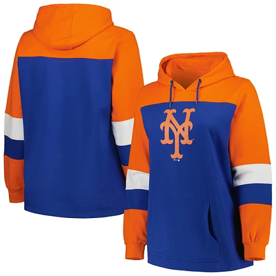 Women's Royal New York Mets Plus Colorblock Pullover Hoodie