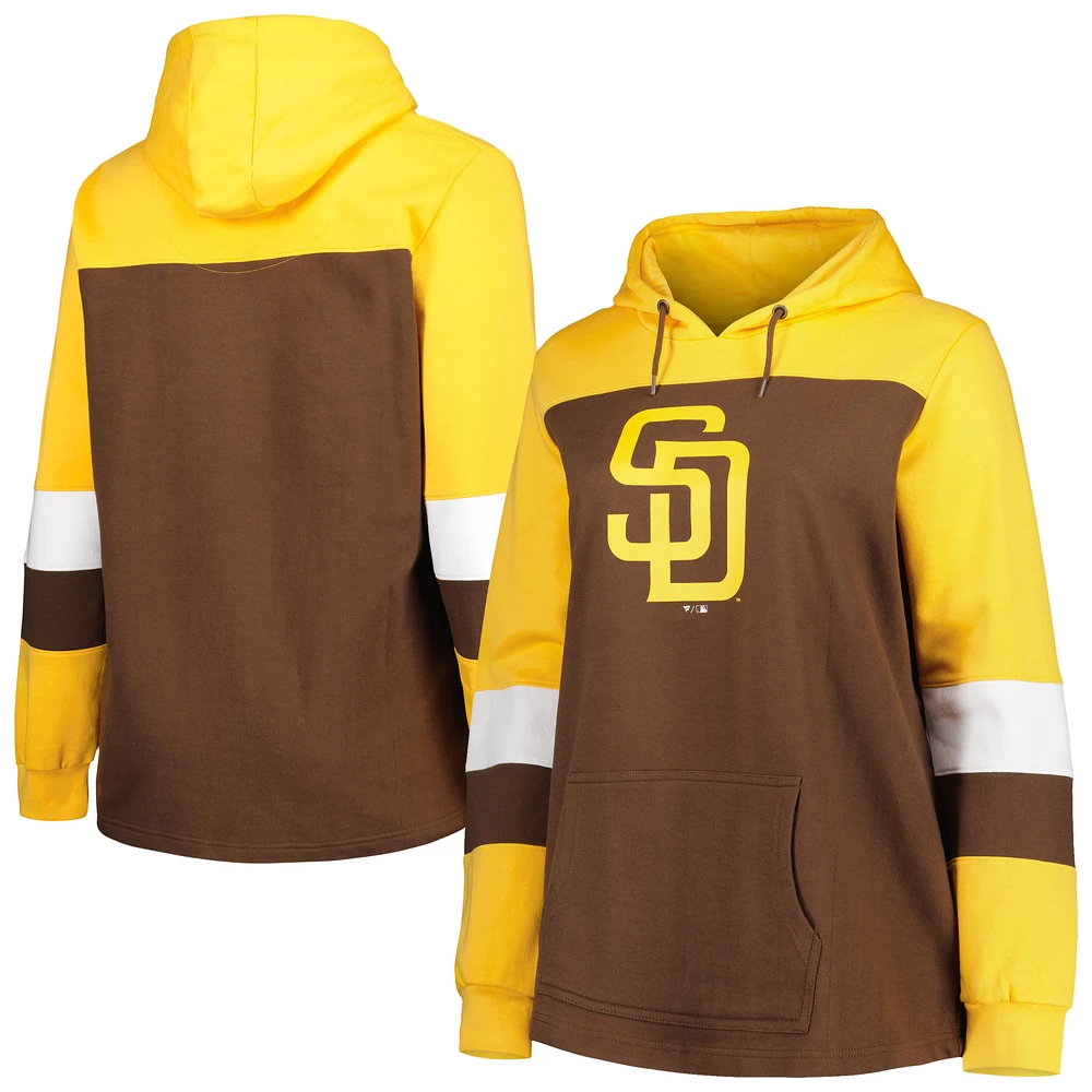 Women's Brown San Diego Padres Plus Colorblock Pullover Hoodie