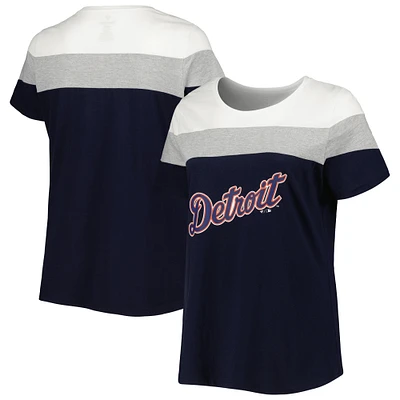 Women's Navy/Heather Gray Detroit Tigers Plus Colorblock T-Shirt