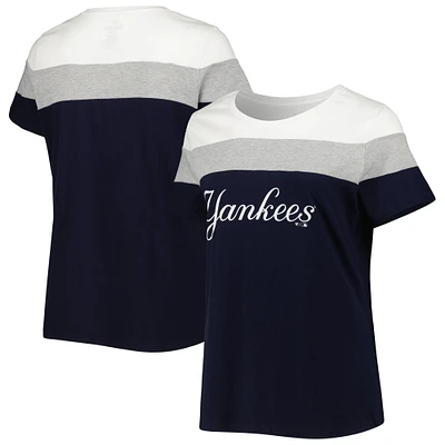 Women's White/Navy New York Yankees Plus Size Colorblock T-Shirt