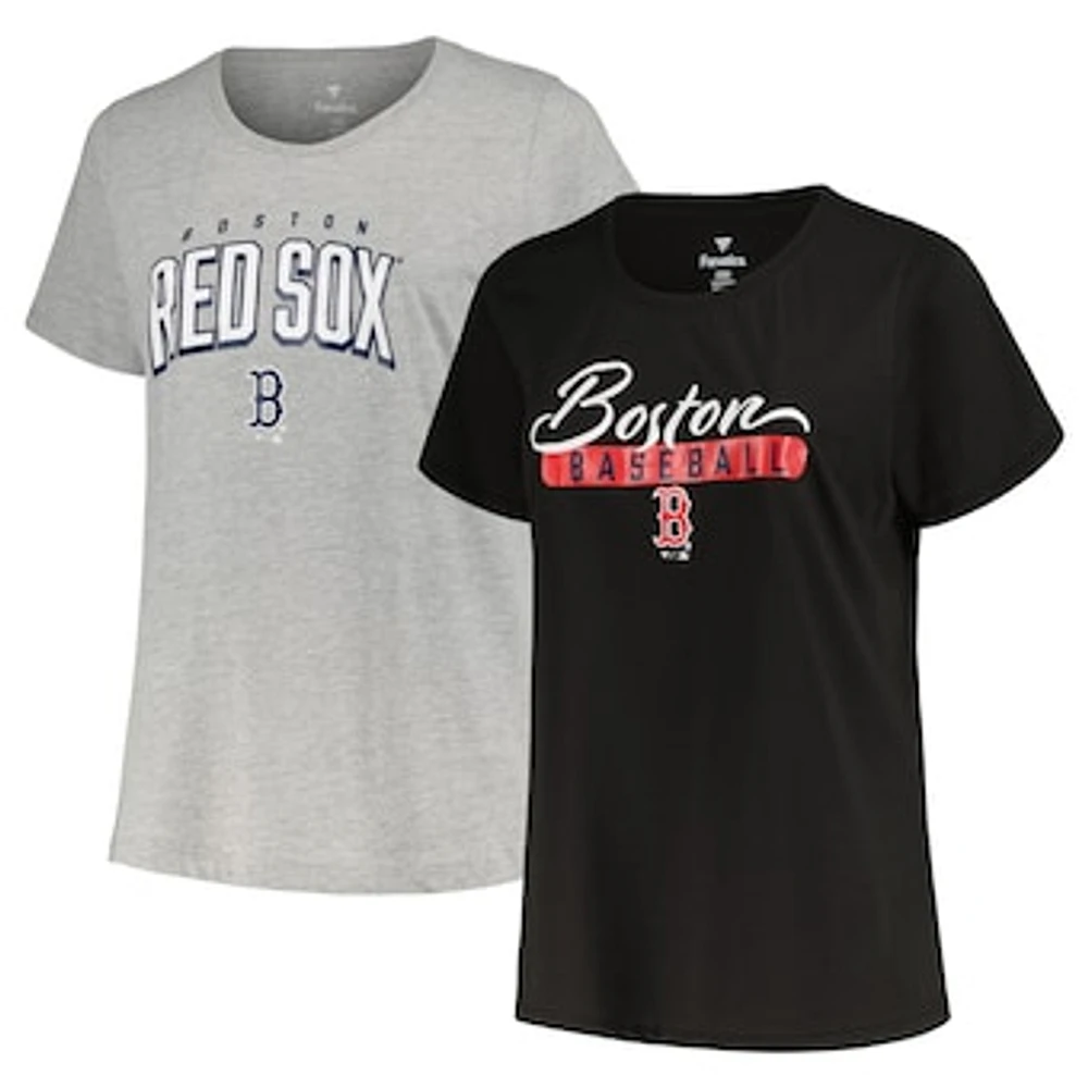 Women's Profile Black/Heather Gray Boston Red Sox Plus T-Shirt Combo Pack