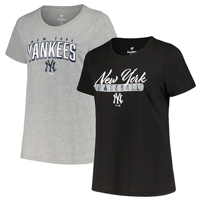 Women's Profile Black/Heather Gray New York Yankees Plus T-Shirt Combo Pack