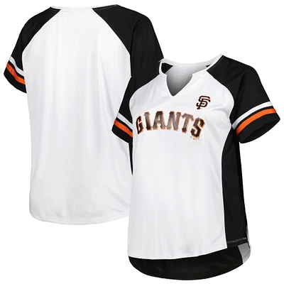 Women's White/Black San Francisco Giants Plus Size Notch Neck T-Shirt