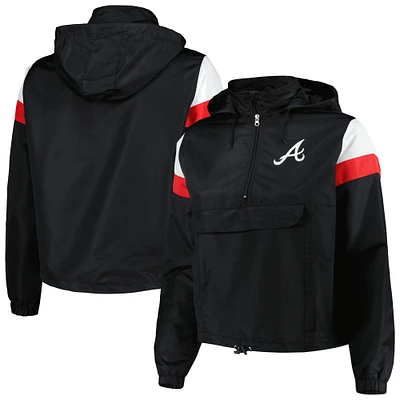 Women's Navy Atlanta Braves Plus Anorak Quarter-Zip Hoodie Jacket