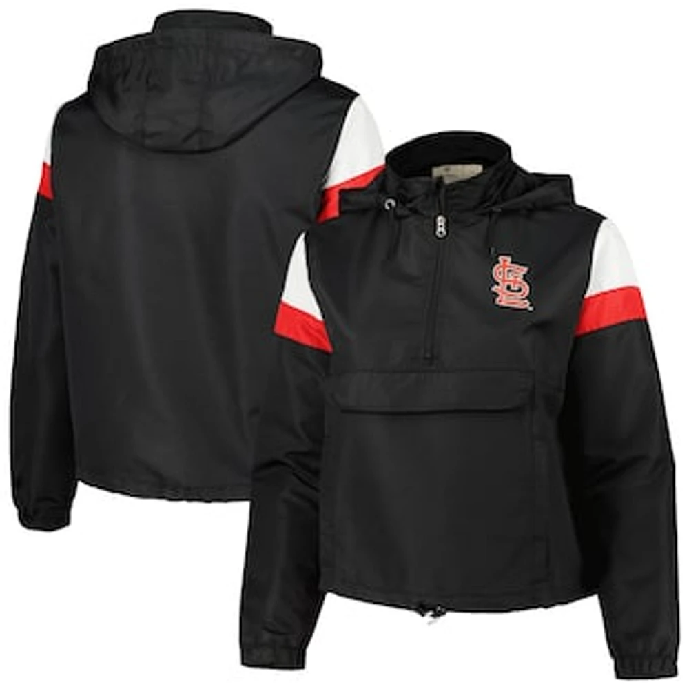 Women's Black St. Louis Cardinals Plus Anorak Quarter-Zip Hoodie Jacket