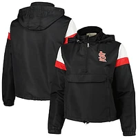 Women's Black St. Louis Cardinals Plus Anorak Quarter-Zip Hoodie Jacket