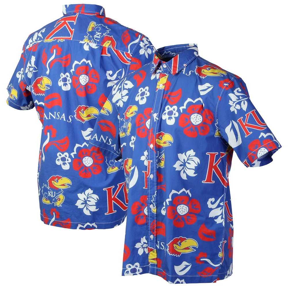 Men's Wes & Willy Royal Kansas Jayhawks Floral Button-Up Shirt