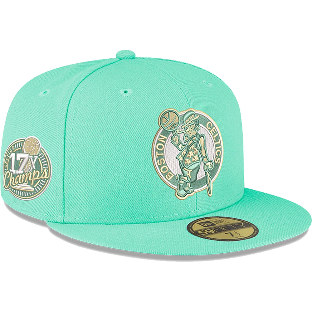 Men's New Era Turquoise Boston Celtics Easter Spring Collection 59FIFTY Fitted Hat