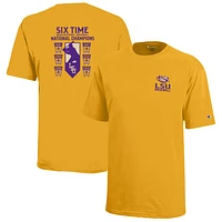 Youth Champion  Gold LSU Tigers Six-Time Baseball National Champions T-Shirt