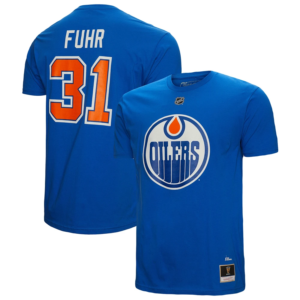 Men's Mitchell & Ness Grant Fuhr Royal Edmonton Oilers  Name Number T-Shirt