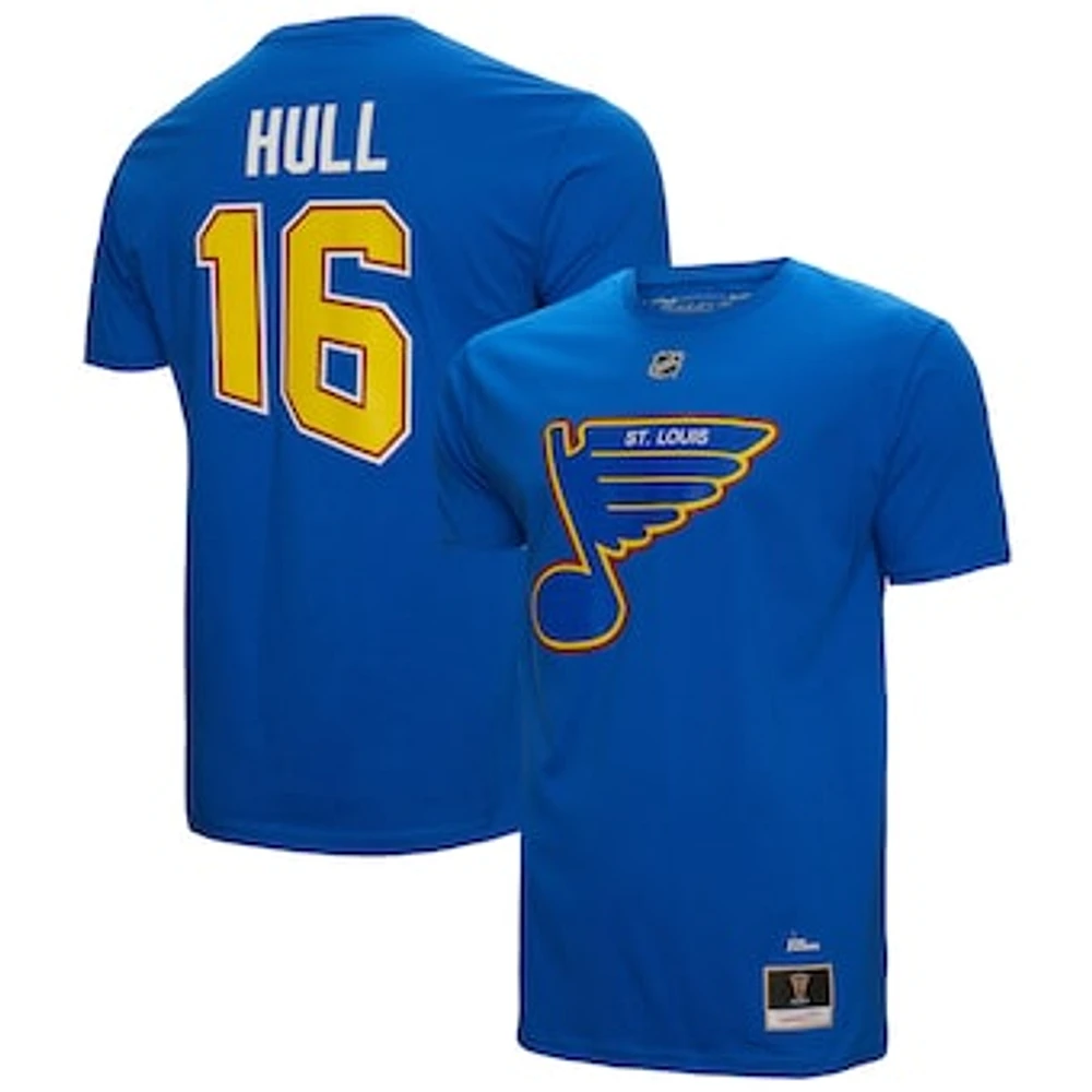 Men's Mitchell & Ness Brett Hull Blue St. Louis Blues  Name Number T-Shirt