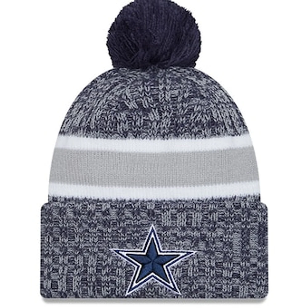 Men's New Era  Navy Dallas Cowboys 2023 Sideline Cuffed Knit Hat With Pom