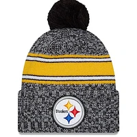 Men's New Era  Black Pittsburgh Steelers 2023 Sideline Cuffed Knit Hat With Pom