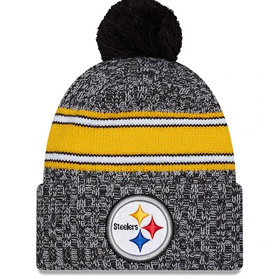 Men's New Era  Black Pittsburgh Steelers 2023 Sideline Cuffed Knit Hat With Pom