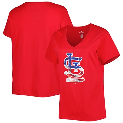 Women's Red St. Louis Cardinals Plus Size Americana V-Neck T-Shirt