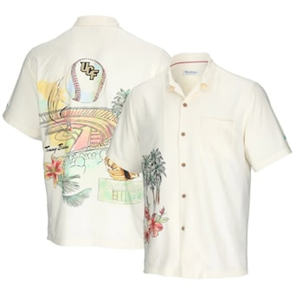 Men's Tommy Bahama Cream UCF Knights Paradise Fly Ball Camp Button-Up Shirt