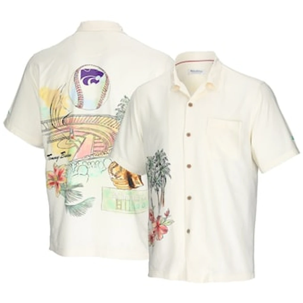 Men's Tommy Bahama Cream Kansas State Wildcats Paradise Fly Ball Camp Button-Up Shirt