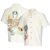 Men's Tommy Bahama Cream Oregon Ducks Paradise Fly Ball Camp Button-Up Shirt