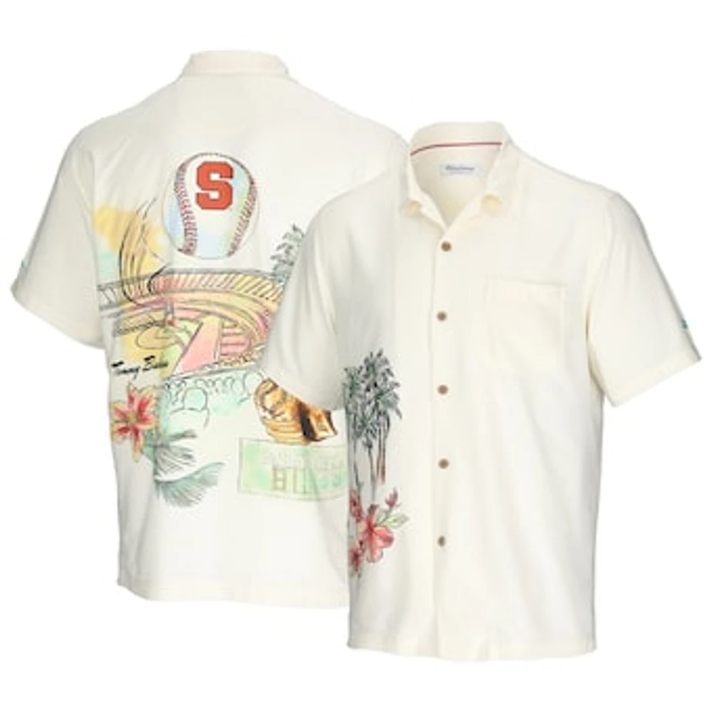 Men's Tommy Bahama Cream Syracuse Orange Paradise Fly Ball Camp Button-Up Shirt