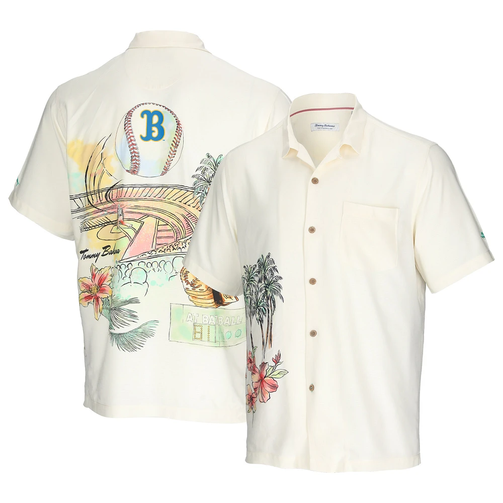 Men's Tommy Bahama Cream UCLA Bruins Paradise Fly Ball Camp Button-Up Shirt