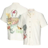 Men's Tommy Bahama Cream Washington State Cougars Paradise Fly Ball Camp Button-Up Shirt