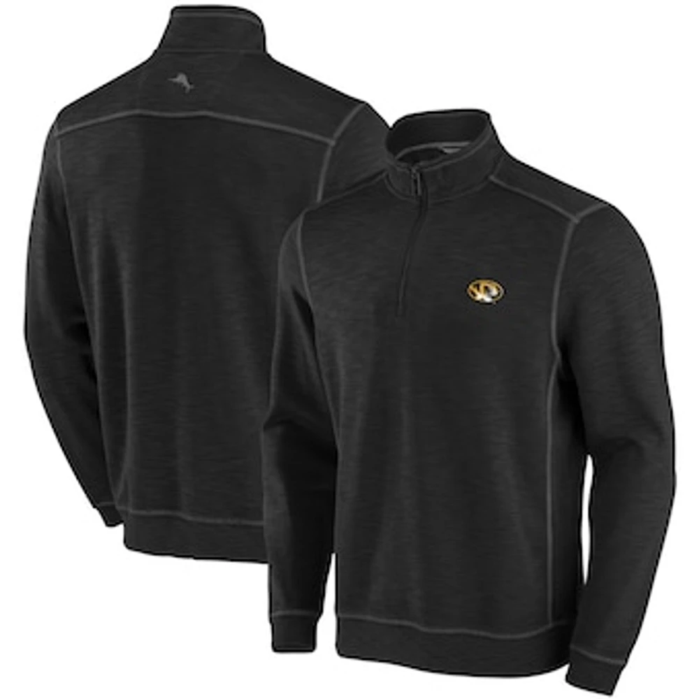 Men's Tommy Bahama Black Missouri Tigers Sport Tobago Bay Tri-Blend Half-Zip Jacket