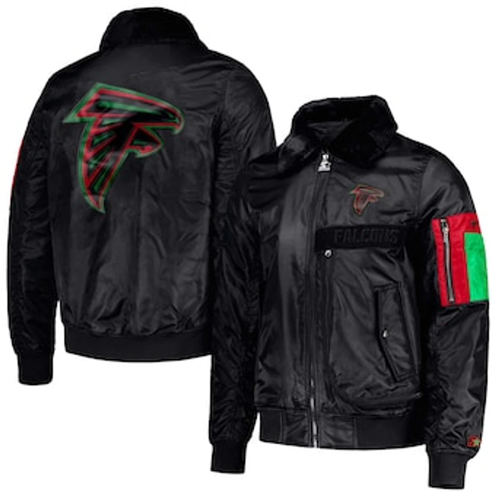 Men's Starter x Ty Mopkins Black Atlanta Falcons History Month Satin Full-Zip Jacket