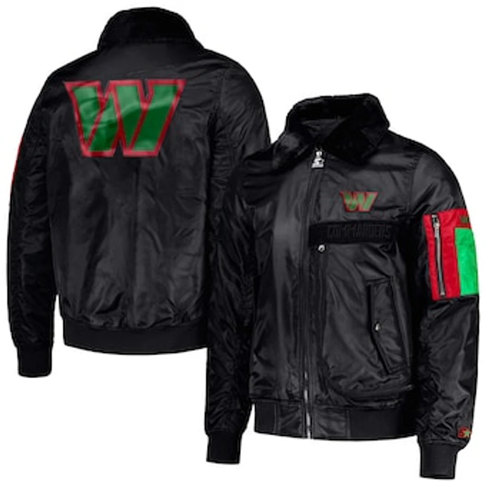 Men's Starter x Ty Mopkins Black Washington Commanders History Month Satin Full-Zip Jacket