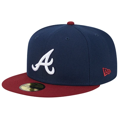 Men's New Era Navy Atlanta Braves Two-Tone Color Pack 59FIFTY Fitted Hat