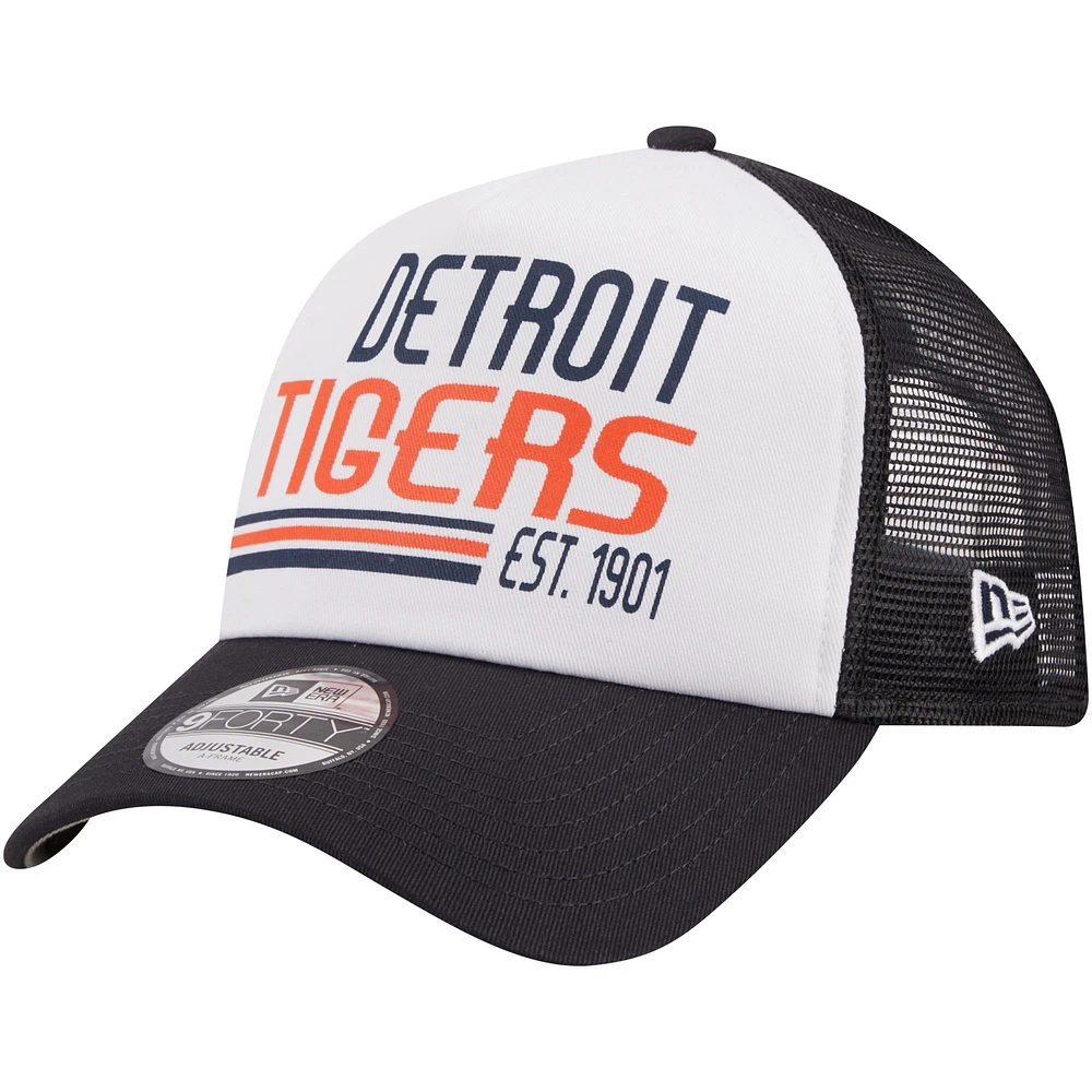 Men's New Era Navy Detroit Tigers Stacked 9FORTY Trucker Adjustable Hat