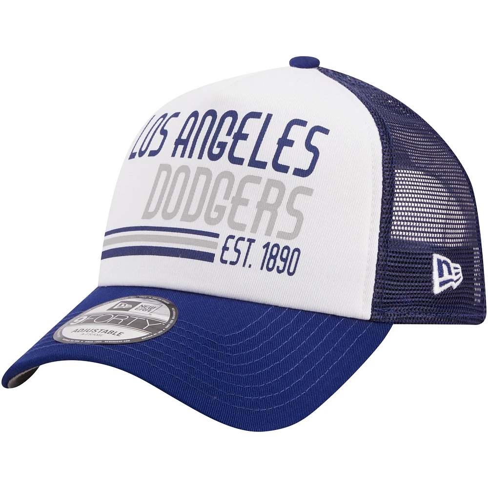 Men's New Era Royal Los Angeles Dodgers Stacked 9FORTY Trucker Adjustable Hat