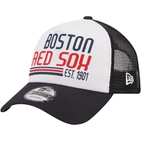 Men's New Era Navy Boston Red Sox Stacked 9FORTY Trucker Adjustable Hat