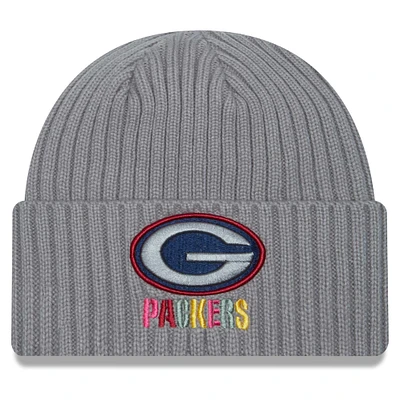 Men's New Era Gray Green Bay Packers Color Pack Cuffed Knit Hat