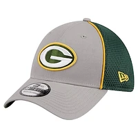 Men's New Era Gray Green Bay Packers Pipe 39THIRTY Flex Hat