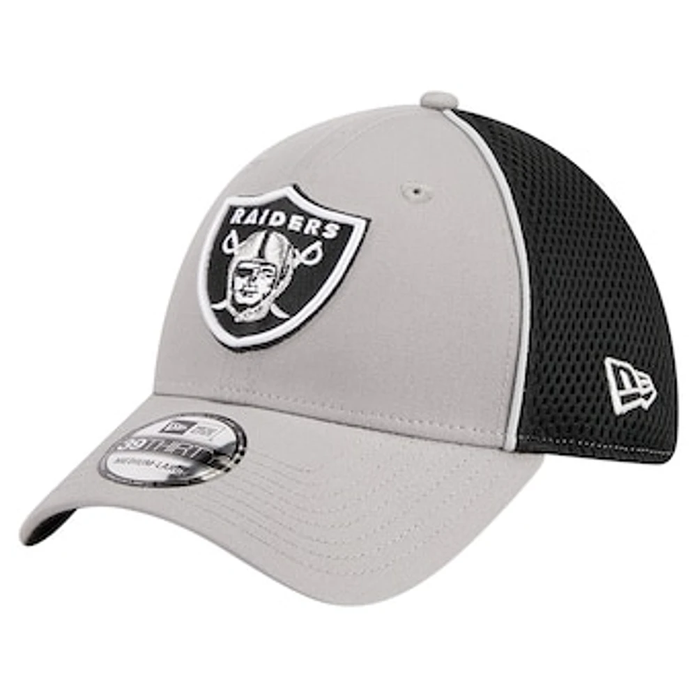 Men's New Era Gray/Black Las Vegas Raiders  Pipe 39THIRTY Flex Hat