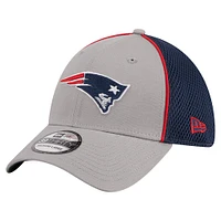 Men's New Era Gray/Navy England Patriots  Pipe 39THIRTY Flex Hat