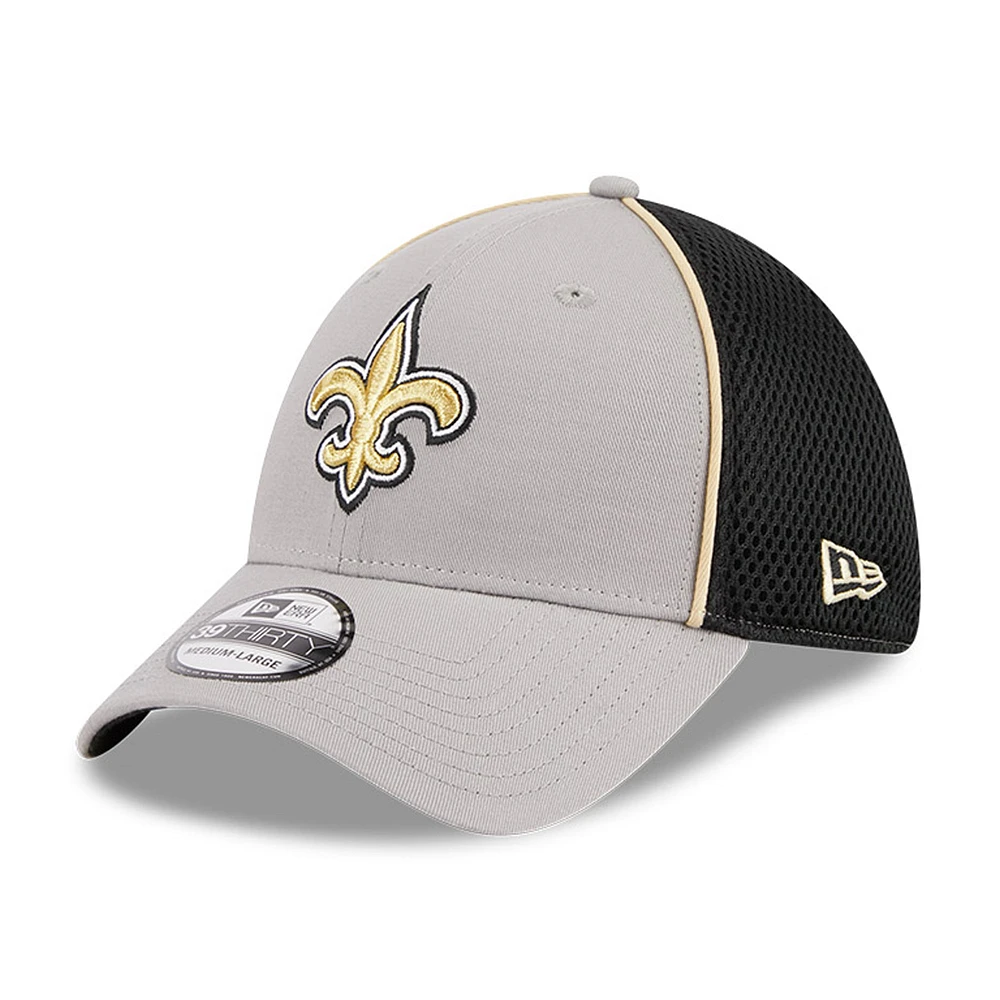 Men's New Era Gray Orleans Saints Pipe 39THIRTY Flex Hat