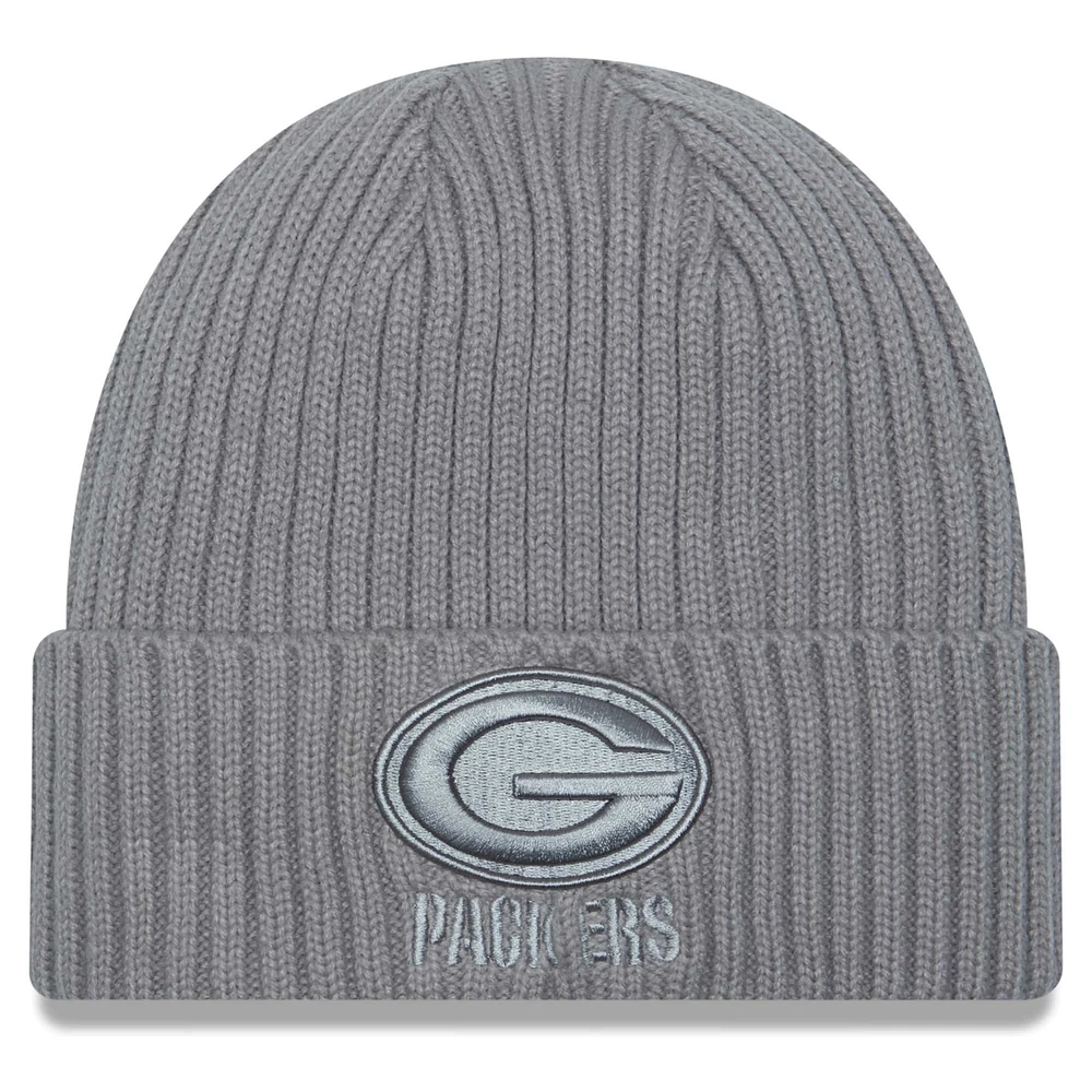 Men's New Era Gray Green Bay Packers Color Pack Cuffed Knit Hat