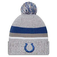 Men's New Era Heather Gray Indianapolis Colts Cuffed Knit Hat with Pom