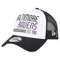 Men's New Era Black Baltimore Ravens Stacked A-Frame Trucker 9FORTY Adjustable Hat