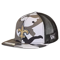 Youth New Era Camo/Black New Orleans Saints Trucker 9FIFTY Snapback Hat