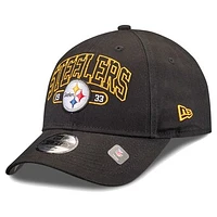 Youth New Era Black Pittsburgh Steelers Outline 9FORTY Adjustable Hat