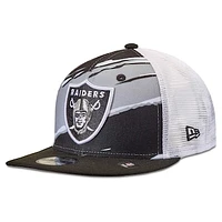 Youth New Era Black Las Vegas Raiders Tear 9FIFTY Trucker Snapback Hat