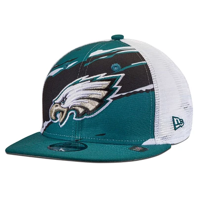 Youth New Era Midnight Green Philadelphia Eagles Tear 9FIFTY Trucker Snapback Hat