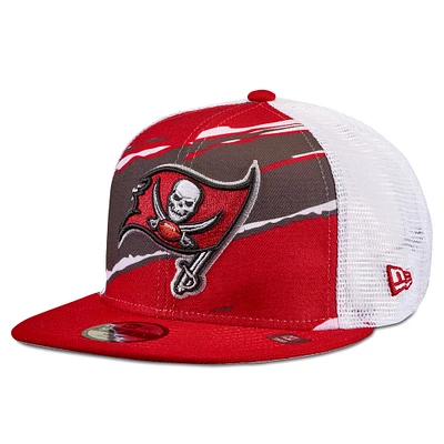 Youth New Era Red Tampa Bay Buccaneers Tear 9FIFTY Trucker Snapback Hat