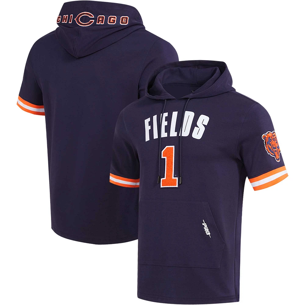 Men's Pro Standard Justin Fields Navy Chicago Bears Player Name & Number Hoodie T-Shirt