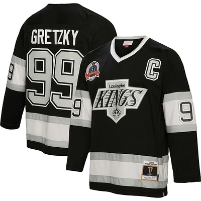 Men's Mitchell & Ness Wayne Gretzky Black Los Angeles Kings  1992 Captain Patch Blue Line Player Jersey